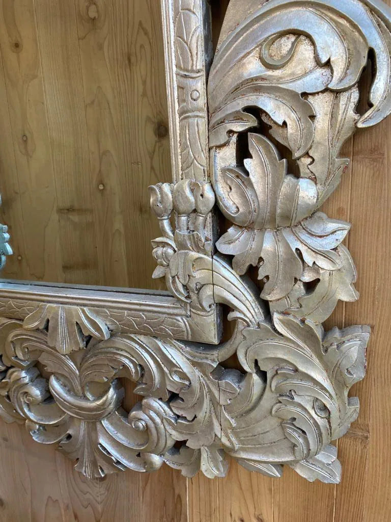 Antique Italian Baroque Style Ornate Carved Wall Mirror