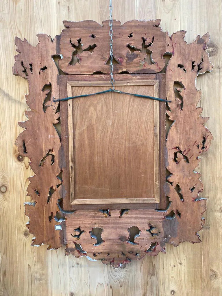 Antique Italian Baroque Style Ornate Carved Wall Mirror