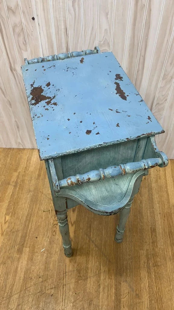 Antique French Farmhouse Painted Humidor Accent Table