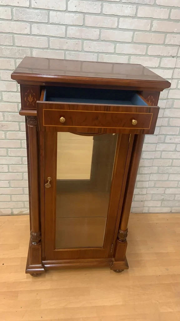 Vintage French Empire Style Mahogany Display Vitrine Cabinet