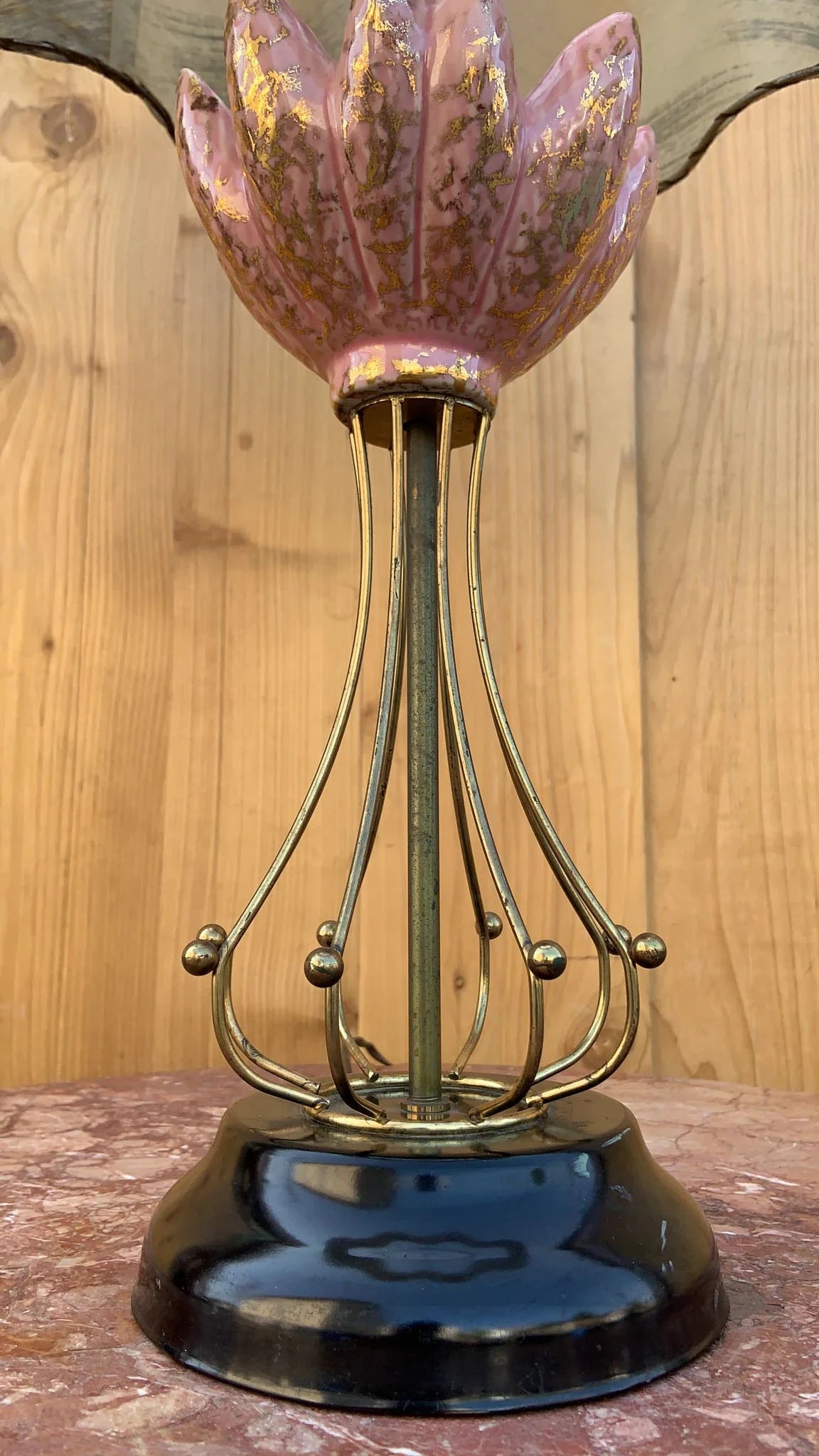 Vintage Mid Century Modern Pink Ceramic Table Lamps - Pair