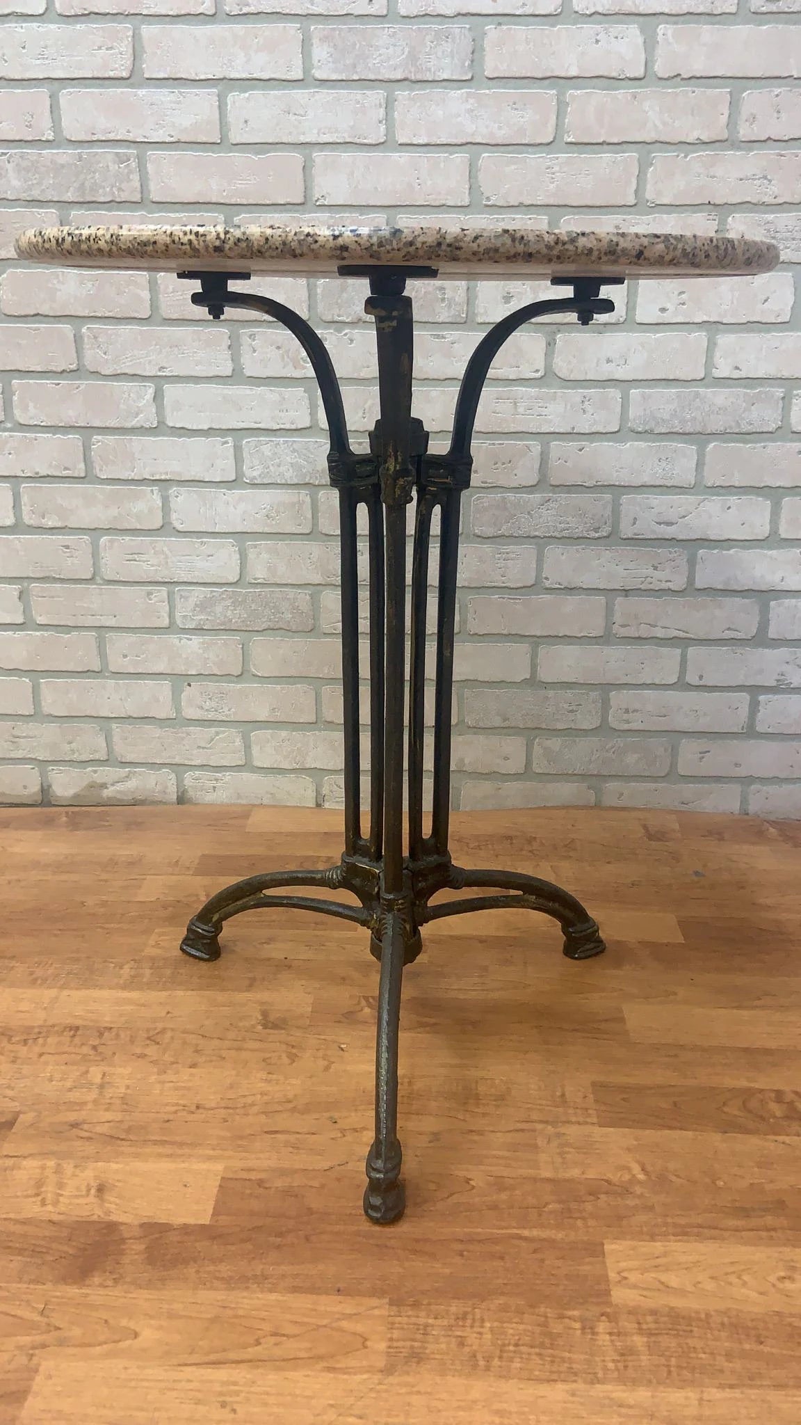 Antique French Stone Top Cast Iron Bistro Table