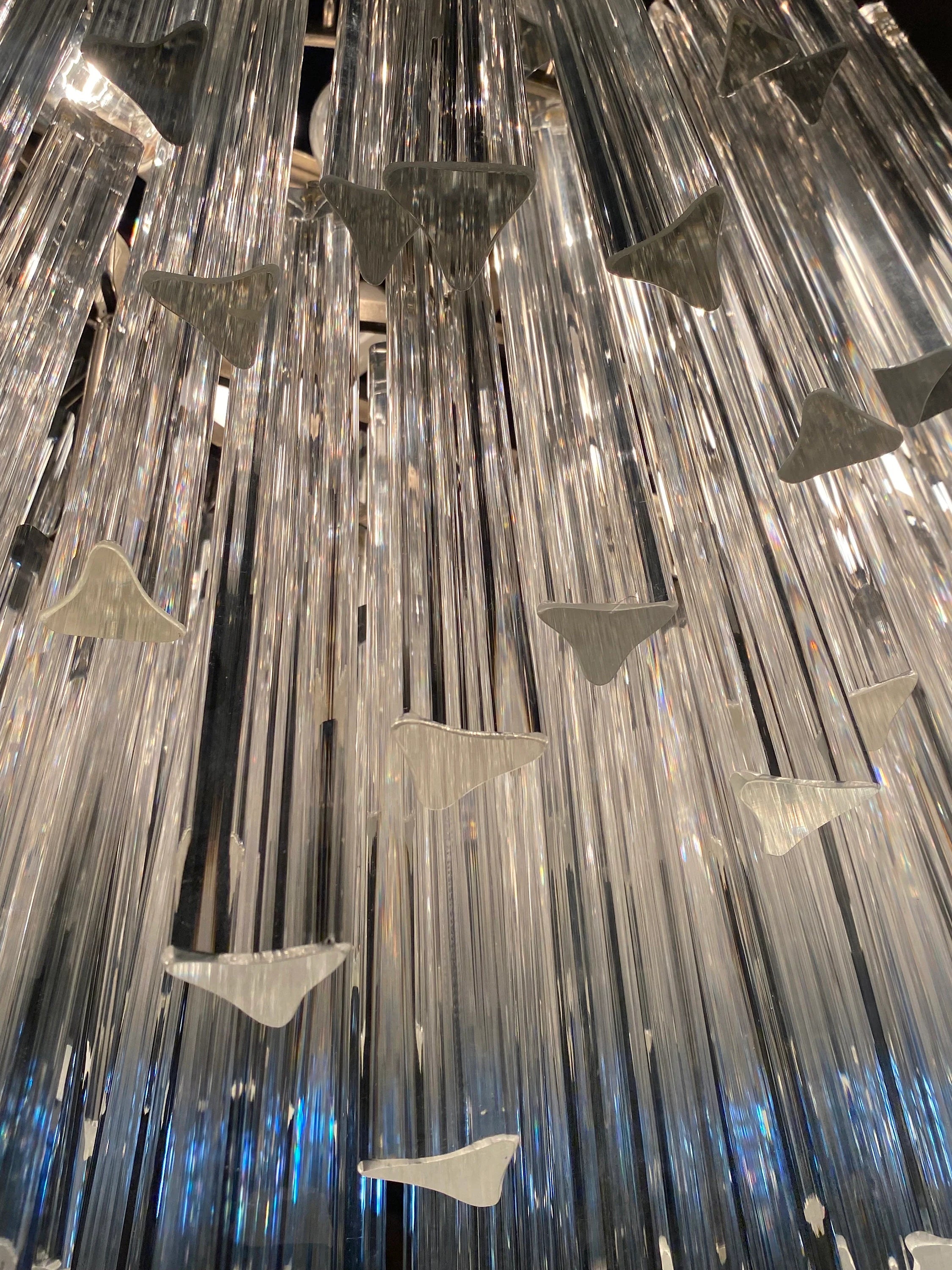 Mid Century Modern Sculptural Camer Murano Glass Multi Tier Prism Chandelier