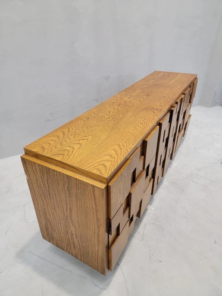 Mid Century Modern Paul Evans Style Brutalist 9 Drawer Dresser by Lane Furniture Co.