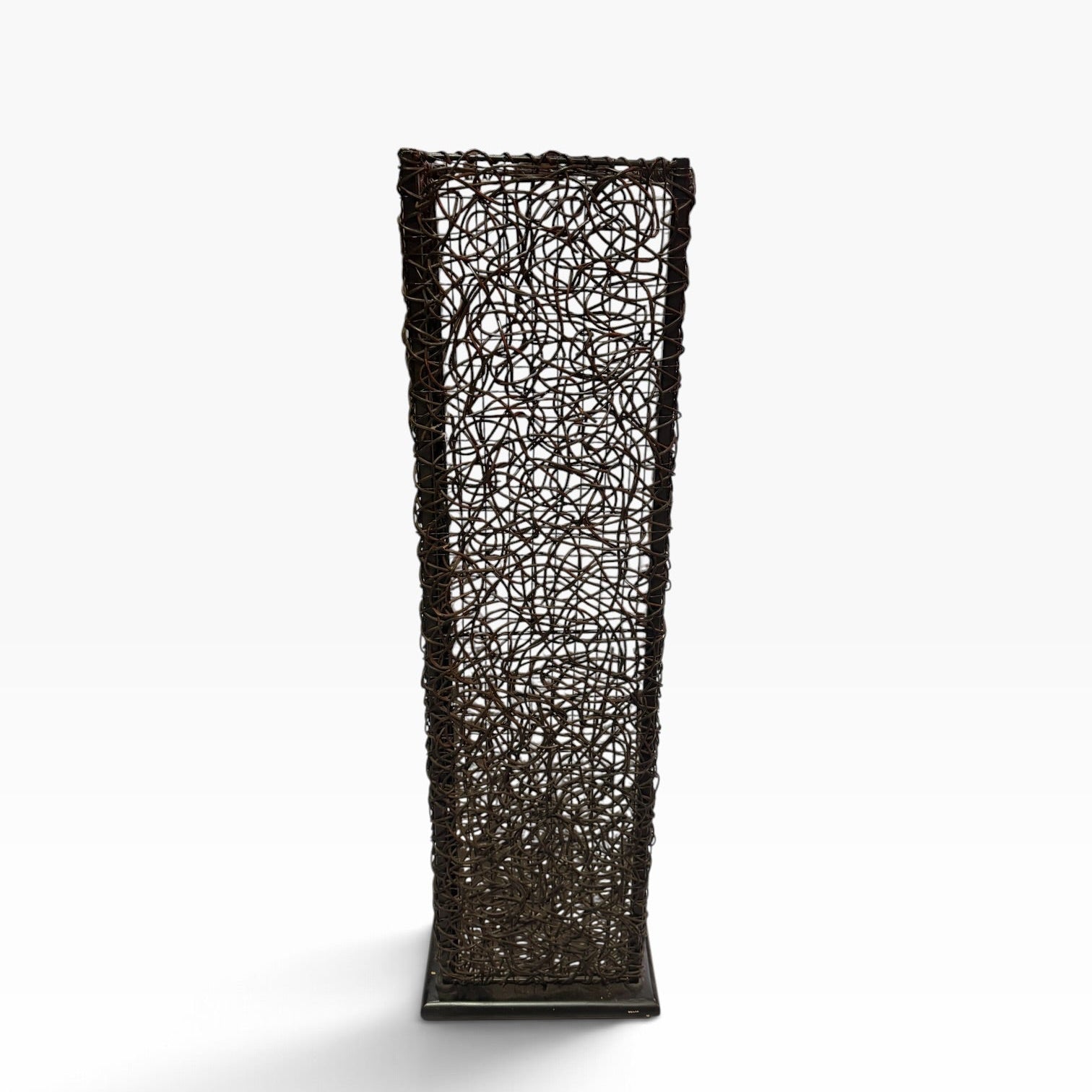 MCM Rattan and Fabric Rectangular Column Floor Lamp