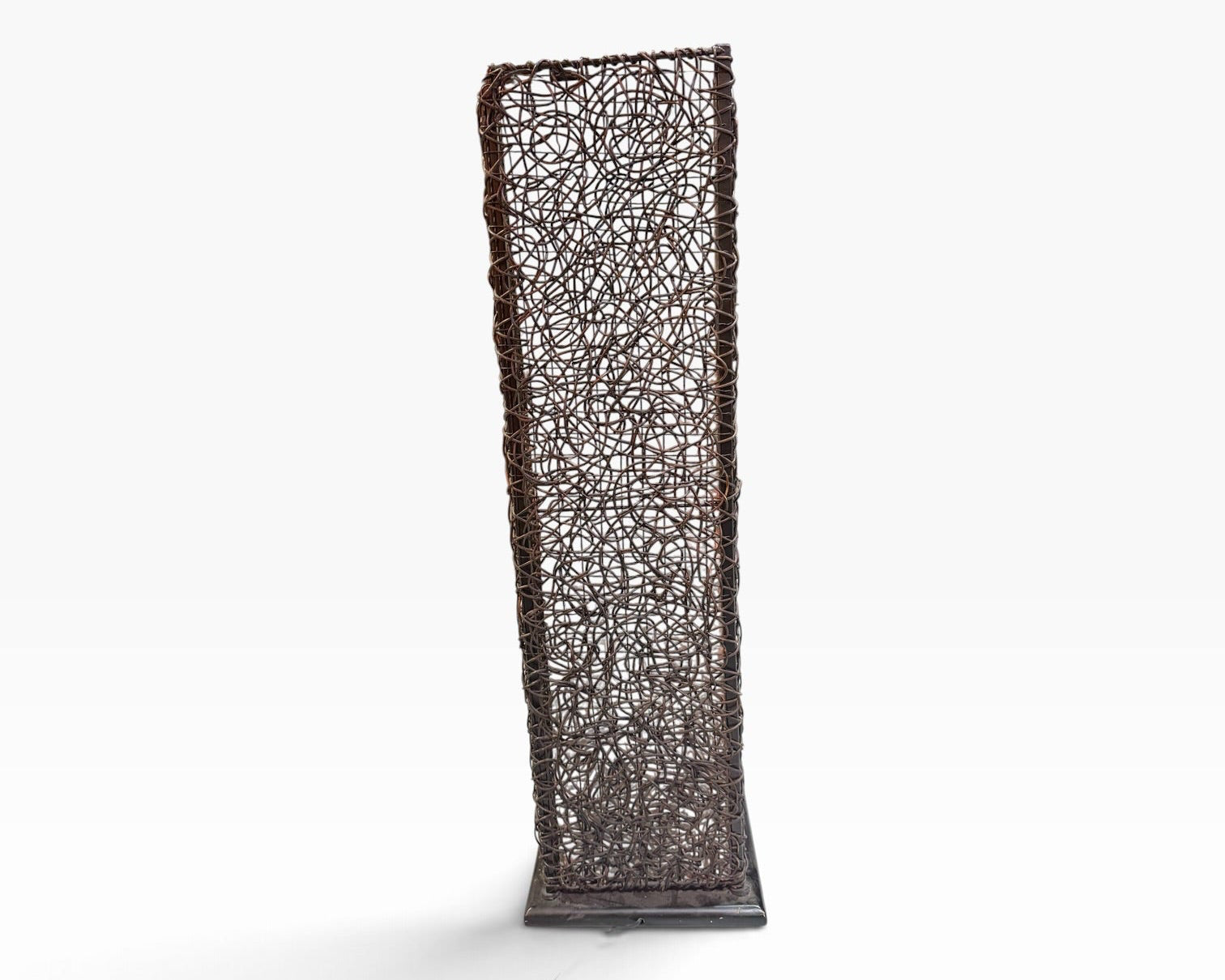MCM Rattan and Fabric Rectangular Column Floor Lamp