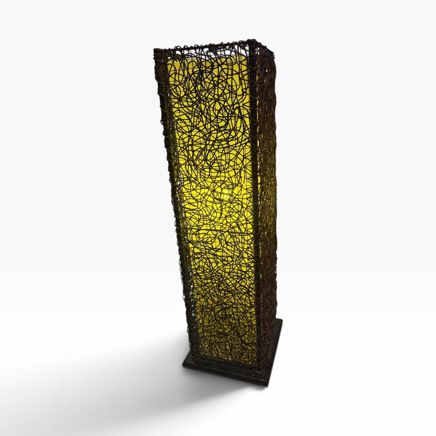 MCM Rattan and Fabric Rectangular Column Floor Lamp